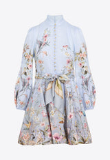 Rebellion Floral Print Linen Mini Dress