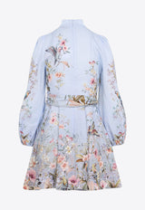 Rebellion Floral Print Linen Mini Dress