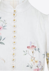 Rebellion Floral Print Linen Midi Dress