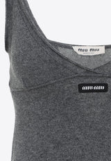 Cashmere Mini Dress with Logo-Label