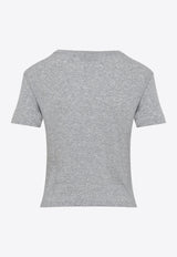 Mélange Crewneck T-shirt with Logo-Label