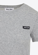 Mélange Crewneck T-shirt with Logo-Label