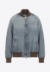 Relaxed Denim Bomber Jacket