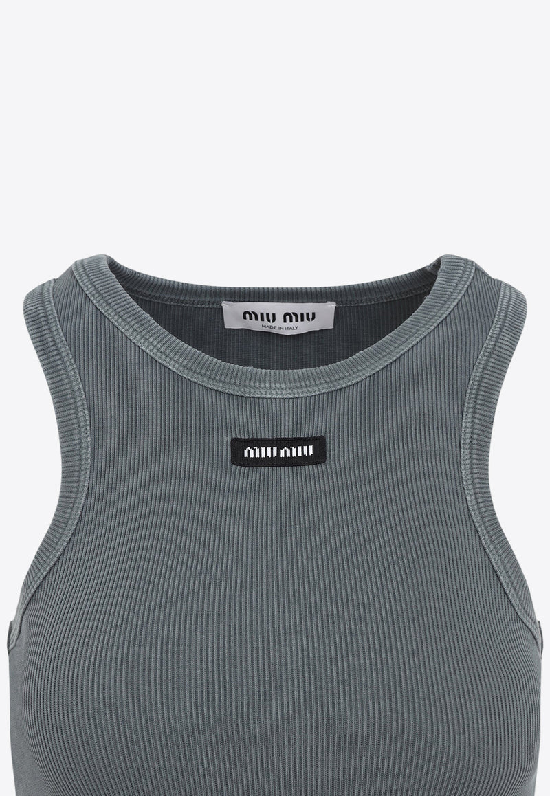 Logo Patch Ribbed Tank Top