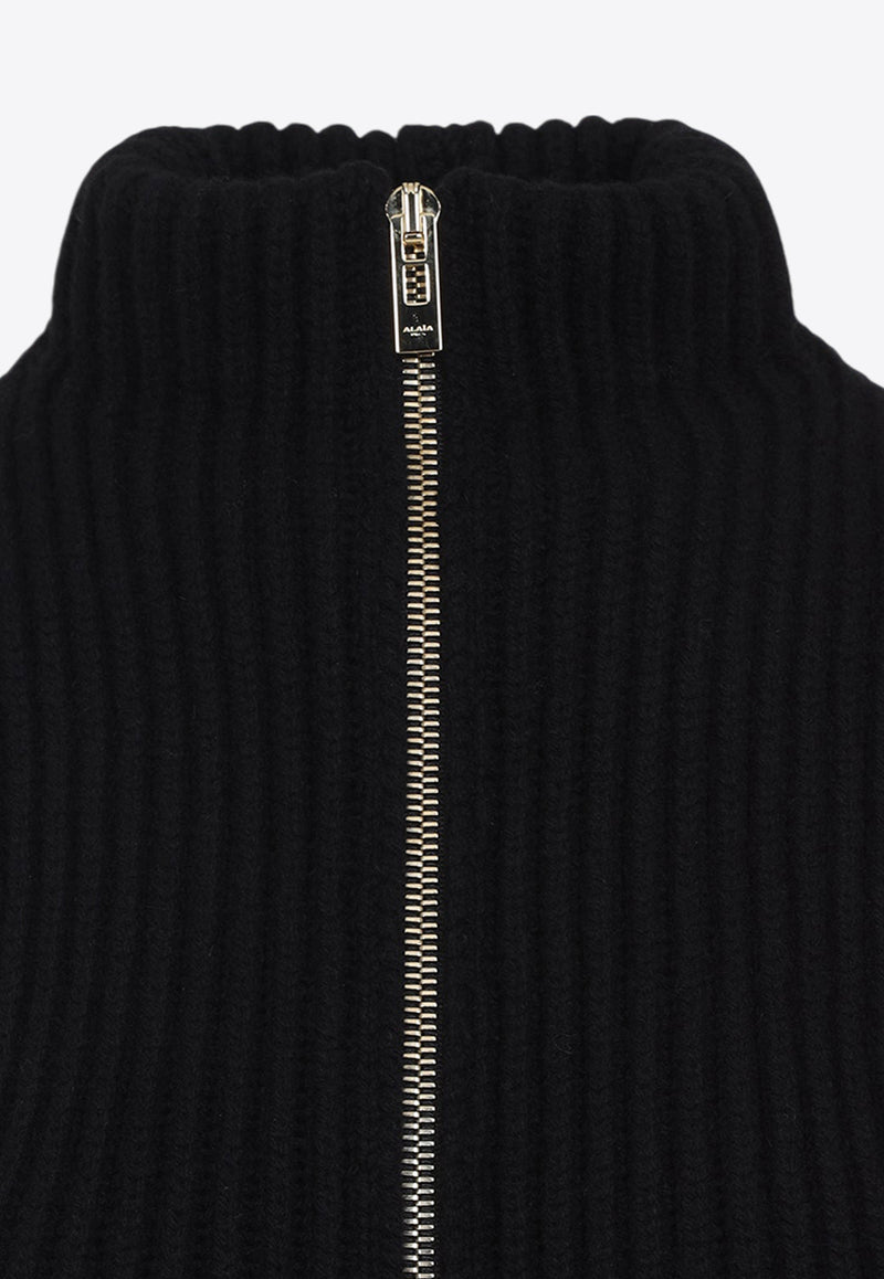 Zip-Up Wool Cardigan