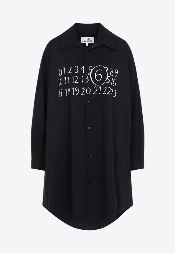 Signature Numbers Print Shirt Dress