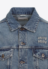 Logo Patch Cropped Denim Jacket