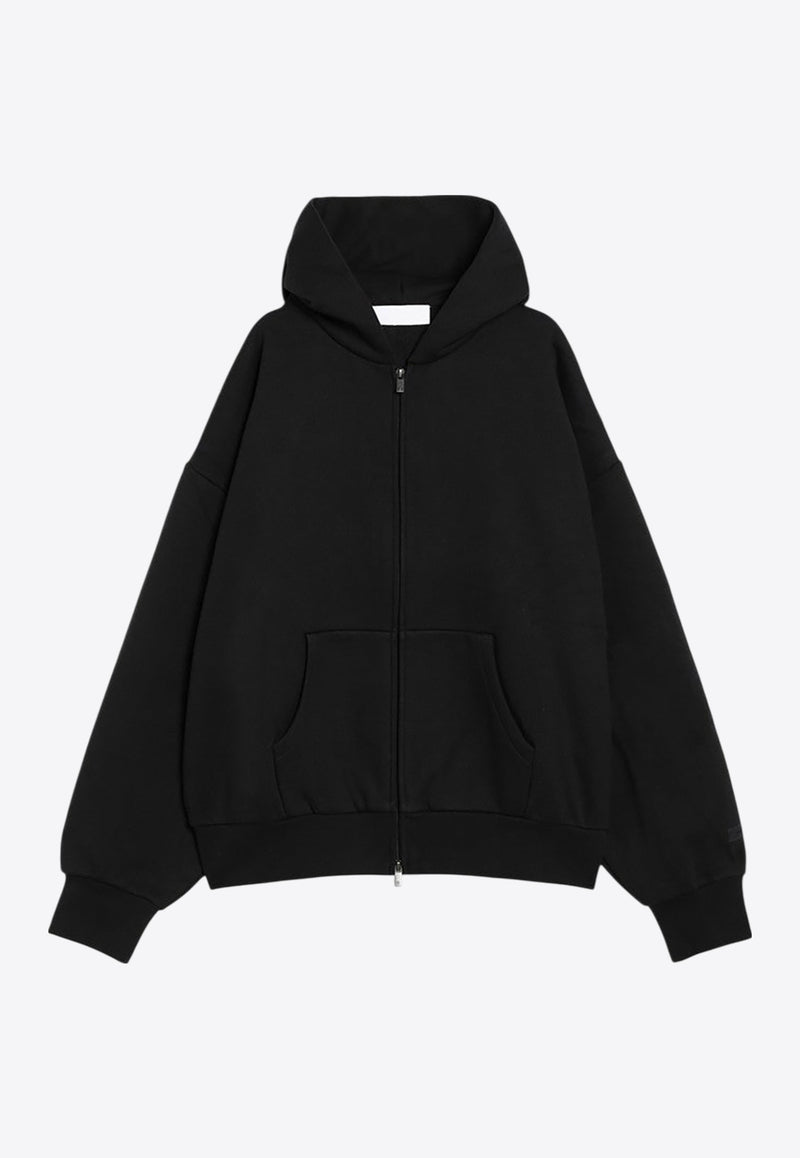 Fear Of God Essentials Logo Print Zip-Up Hooded Sweatshirt Black 192AS254780F/R_FEARE-JB