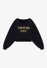 Fear Of God Essentials Logo Print Cropped Sweatshirt Black 192BT245620FW/P_FEARE-BLK