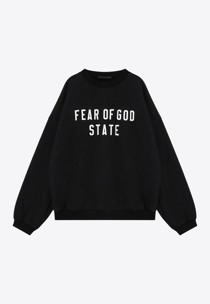 Fear Of God Essentials Logo Print Crewneck Sweatshirt Black 192BT246230F/P_FEARE-BLK