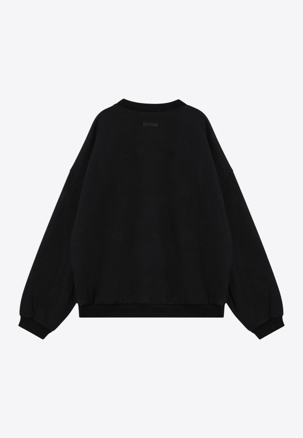 Fear Of God Essentials Logo Print Crewneck Sweatshirt Black 192BT246230F/P_FEARE-BLK