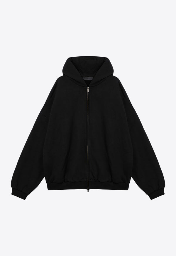 Fear Of God Essentials Rubberized Logo Patch Zip-Up Hooded Sweatshirt Black 192BT246240F/P_FEARE-BLK
