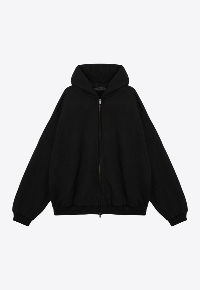 Fear Of God Essentials Rubberized Logo Patch Zip-Up Hooded Sweatshirt Black 192BT246240F/P_FEARE-BLK