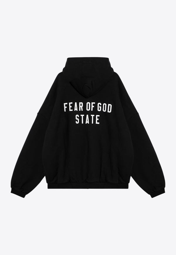 Fear Of God Essentials Rubberized Logo Patch Zip-Up Hooded Sweatshirt Black 192BT246240F/P_FEARE-BLK