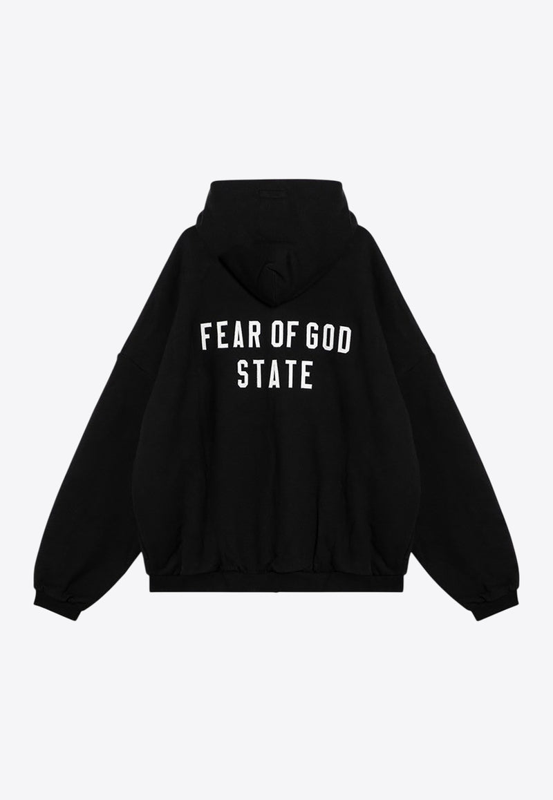Fear Of God Essentials Rubberized Logo Patch Zip-Up Hooded Sweatshirt Black 192BT246240F/P_FEARE-BLK