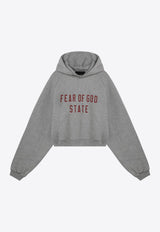 Fear Of God Essentials Logo Print Cropped Hooded Sweatshirt Gray 192BT247351FW/P_FEARE-DH