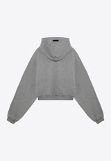 Fear Of God Essentials Logo Print Cropped Hooded Sweatshirt Gray 192BT247351FW/P_FEARE-DH