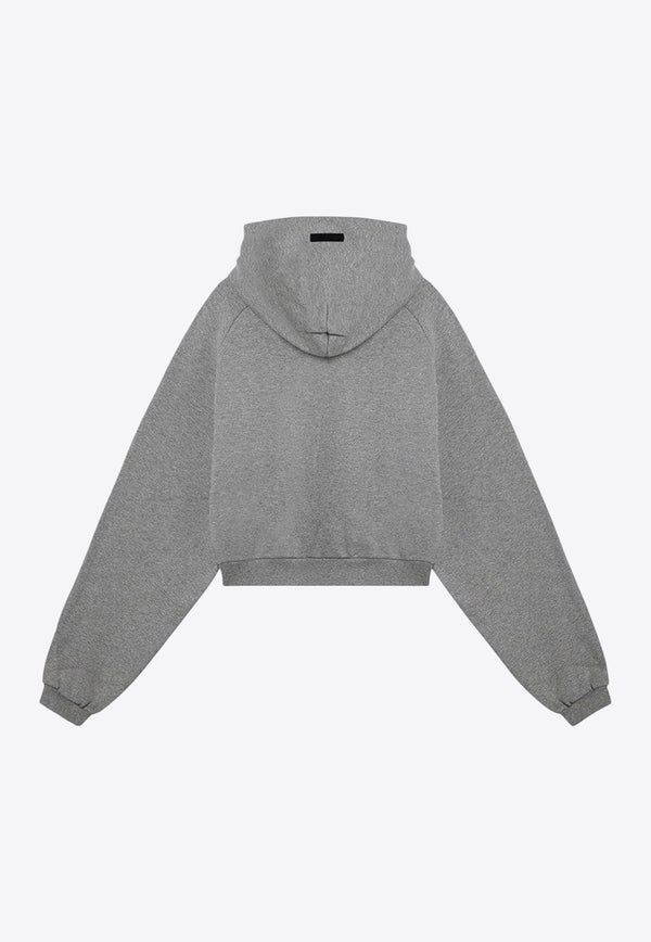 Fear Of God Essentials Logo Print Cropped Hooded Sweatshirt Gray 192BT247351FW/P_FEARE-DH