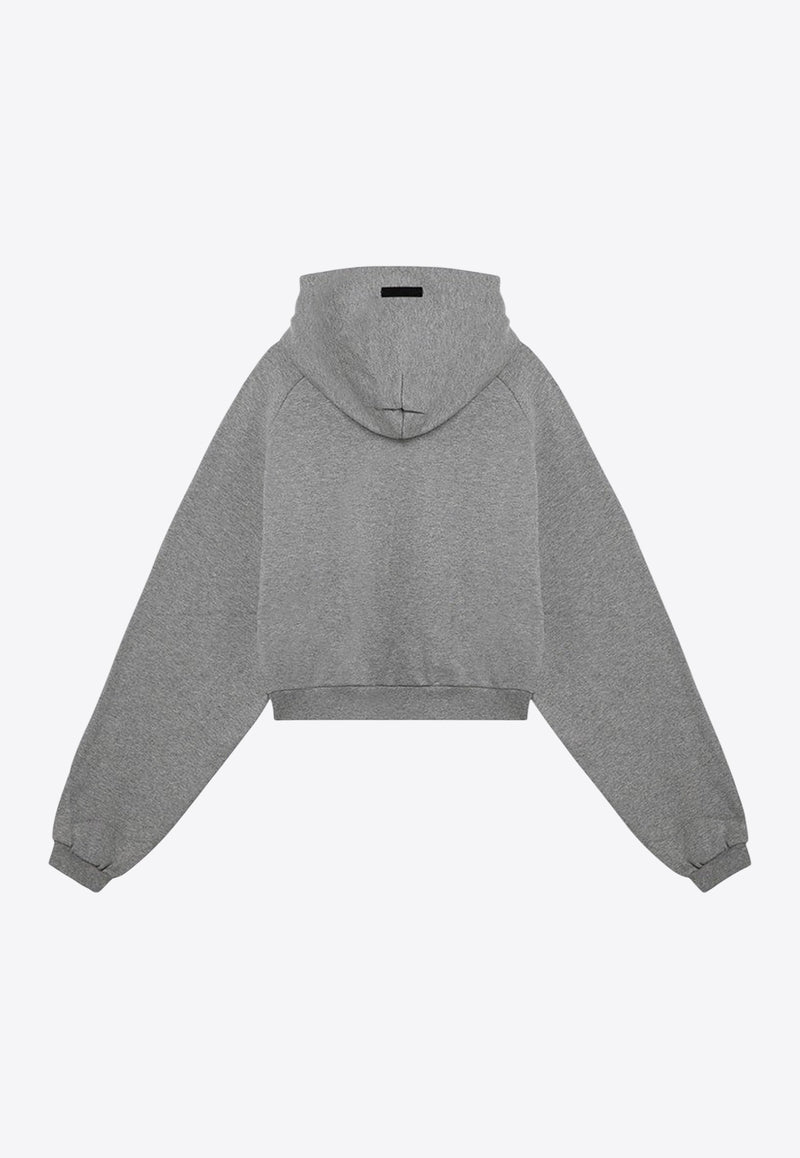 Fear Of God Essentials Logo Print Cropped Hooded Sweatshirt Gray 192BT247351FW/P_FEARE-DH