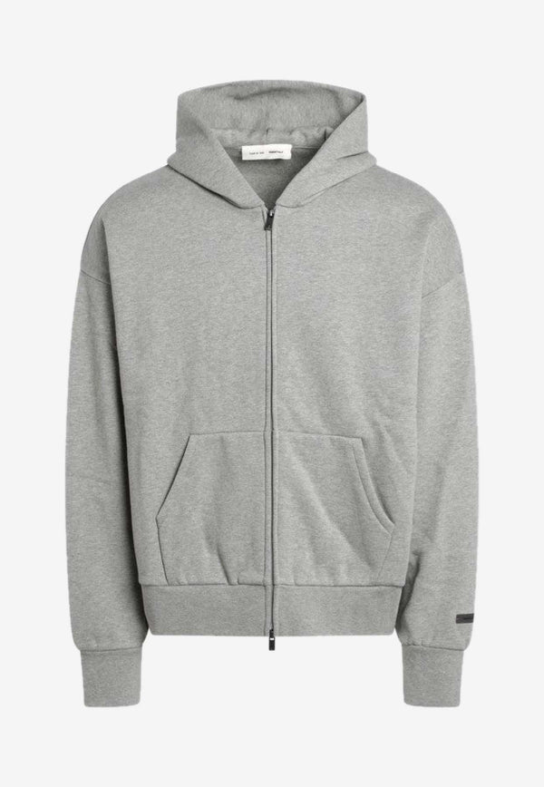 Fear Of God Essentials Logo Patch Zip-Up Sweatshirt Gray 192SP254785F/R_FEARE-CH