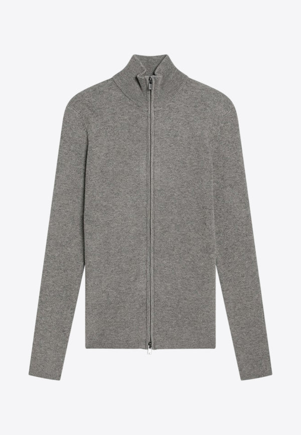 Fear Of God Essentials Logo Patch Ribbed Zip-Up Cardigan Gray 192SP257483FW_FEARE-HH