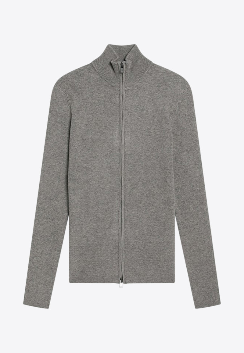 Fear Of God Essentials Logo Patch Ribbed Zip-Up Cardigan Gray 192SP257483FW_FEARE-HH