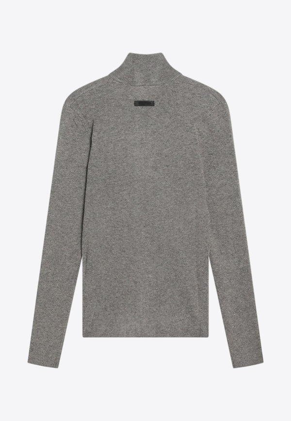 Fear Of God Essentials Logo Patch Ribbed Zip-Up Cardigan Gray 192SP257483FW_FEARE-HH