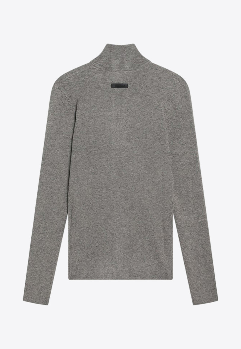 Fear Of God Essentials Logo Patch Ribbed Zip-Up Cardigan Gray 192SP257483FW_FEARE-HH