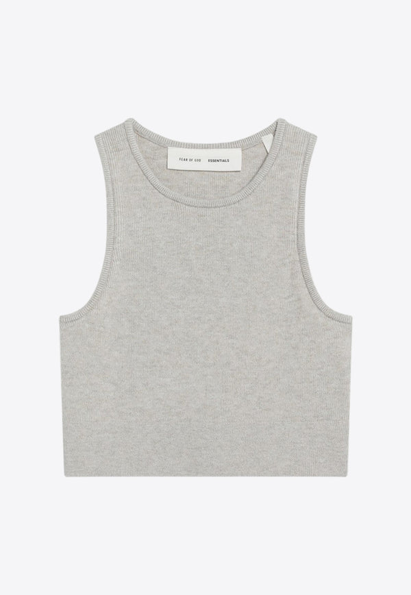 Fear Of God Essentials Rib Knit Cropped Tank Top Gray 192SP257691FW_FEARE-TI