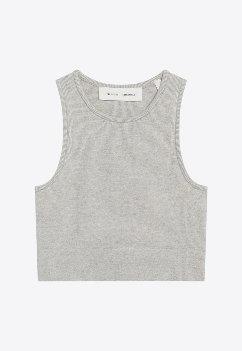 Fear Of God Essentials Rib Knit Cropped Tank Top Gray 192SP257691FW_FEARE-TI