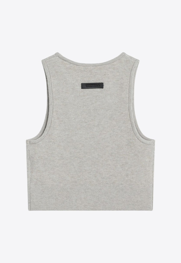 Fear Of God Essentials Rib Knit Cropped Tank Top Gray 192SP257691FW_FEARE-TI