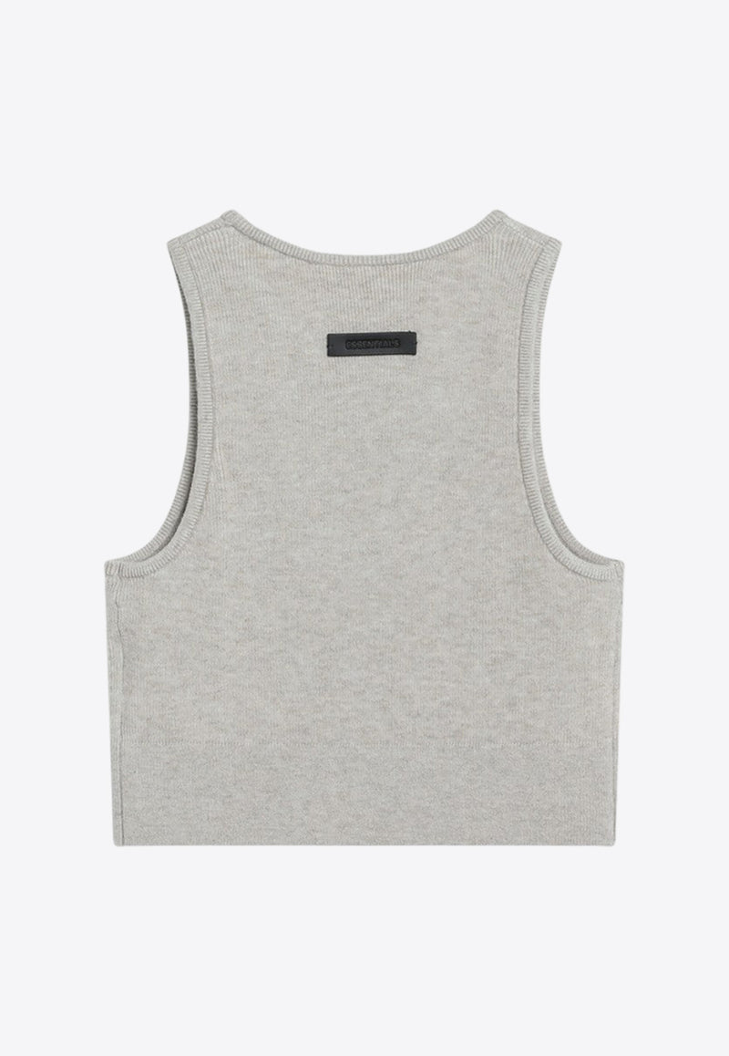 Fear Of God Essentials Rib Knit Cropped Tank Top Gray 192SP257691FW_FEARE-TI