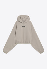 Fear Of God Essentials Logo Patch Hooded Cropped Sweatshirt Beige 192SP257751FW_FEARE-TI
