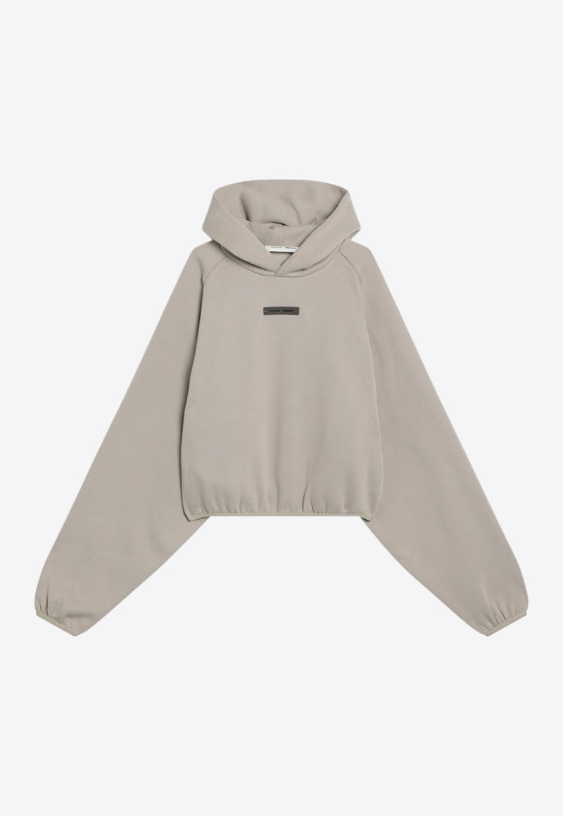 Fear Of God Essentials Logo Patch Hooded Cropped Sweatshirt Beige 192SP257751FW_FEARE-TI