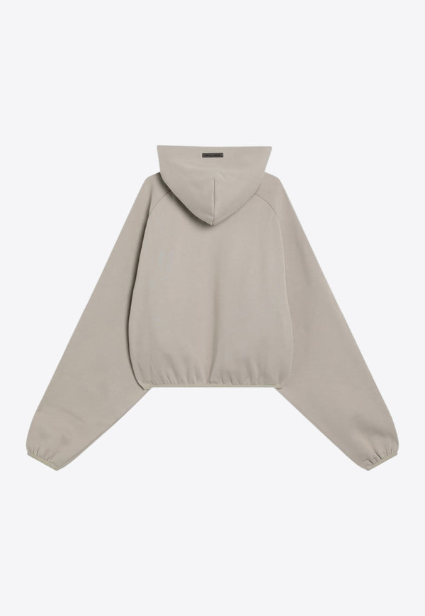 Fear Of God Essentials Logo Patch Hooded Cropped Sweatshirt Beige 192SP257751FW_FEARE-TI
