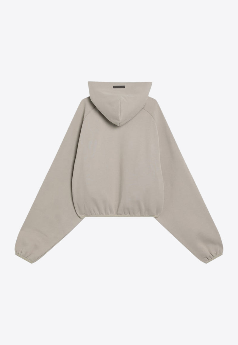 Fear Of God Essentials Logo Patch Hooded Cropped Sweatshirt Beige 192SP257751FW_FEARE-TI