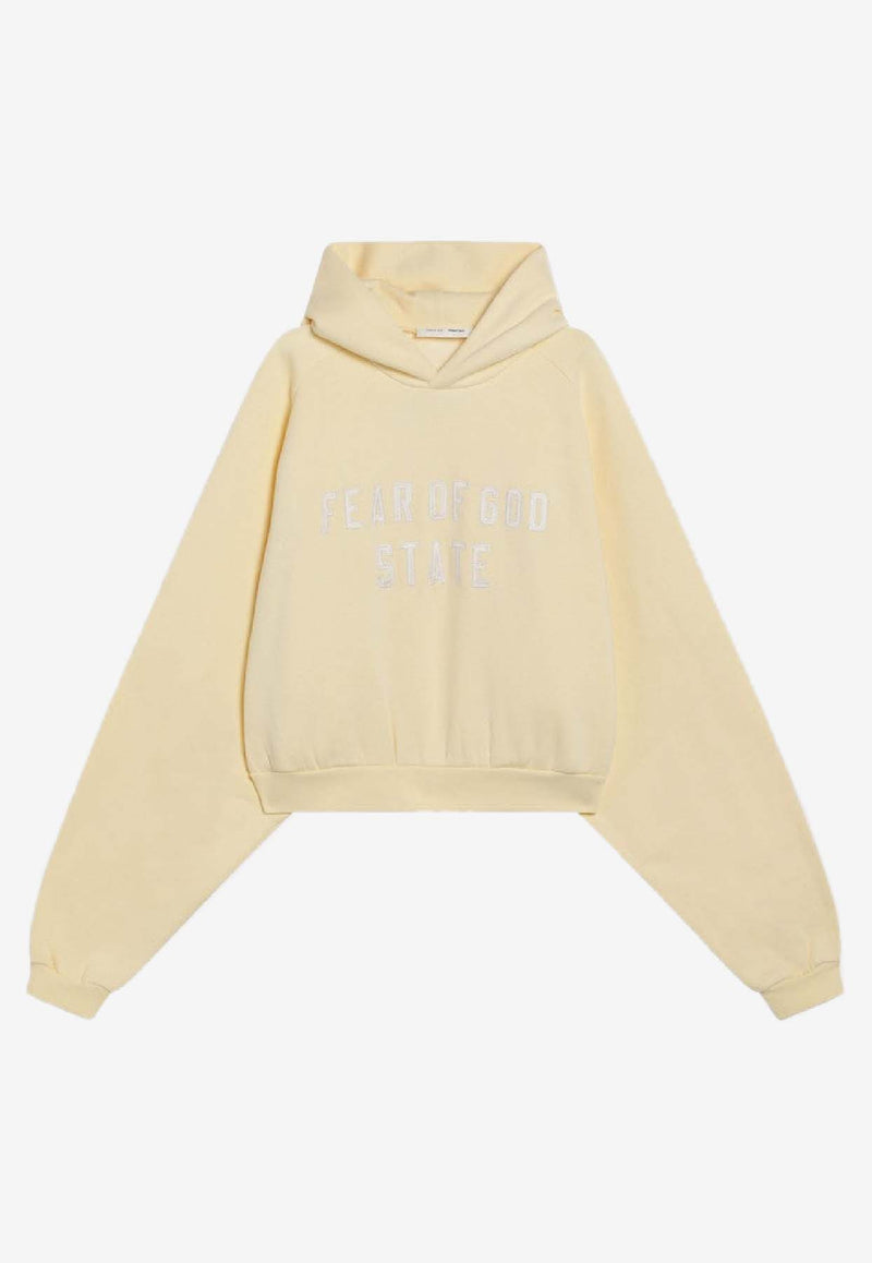 Fear Of God Essentials 90's Logo Print Hooded Sweatshirt Yellow 192SP257828FW/R_FEARE-GY