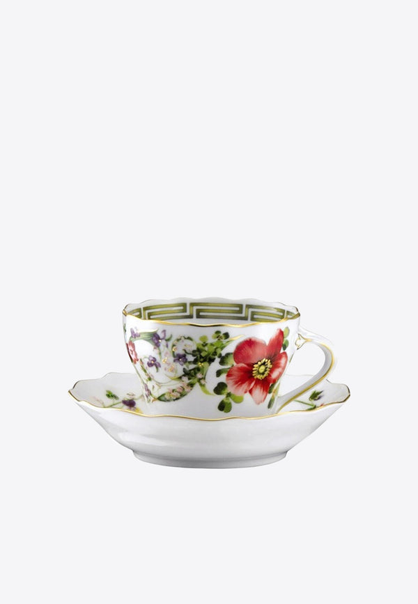 Versace Home Collection Flower Fantasy Espresso Cup and Saucer White 19330-403617-14722