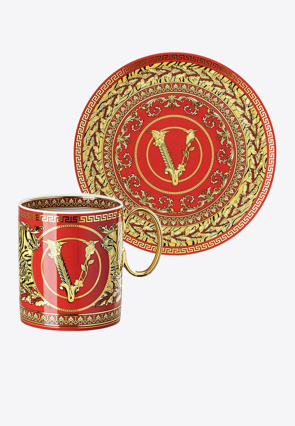 Versace Home Collection Virtus Holiday Mug and Plate  Red 19335-409949-15505+19335-409949-10217