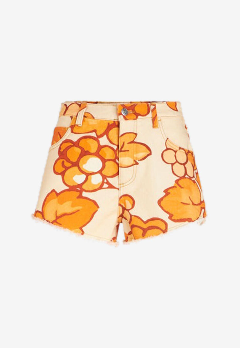 Etro Berry Print Denim Shorts 19538-9027 0750 Orange