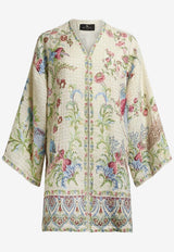 Printed V-neck Kimono