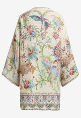 Printed V-neck Kimono