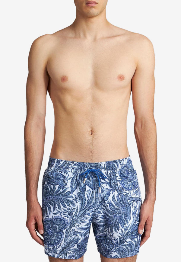 Etro Floral Print Swim Shorts 1B351-0116 0200 Blue