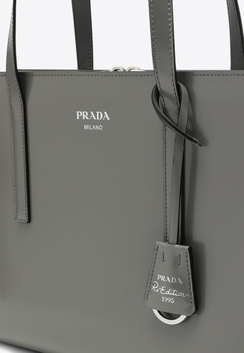 Prada Medium 1995 Re-Edition Brushed Leather Tote Bag Gray 1BA350OOOZO6/M_PRADA-F03HH