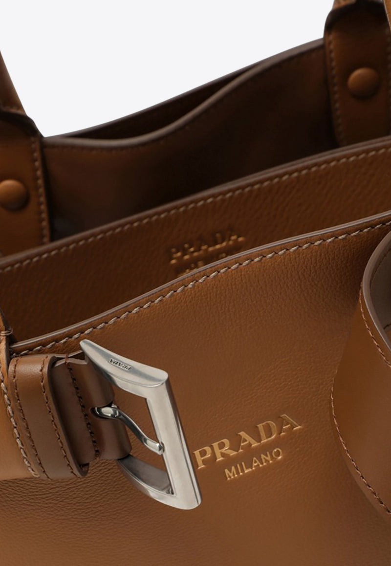 Prada Large Belted Leather Top Handle Bag Caramel 1BA416DBO2CY9/O_PRADA-F03BH