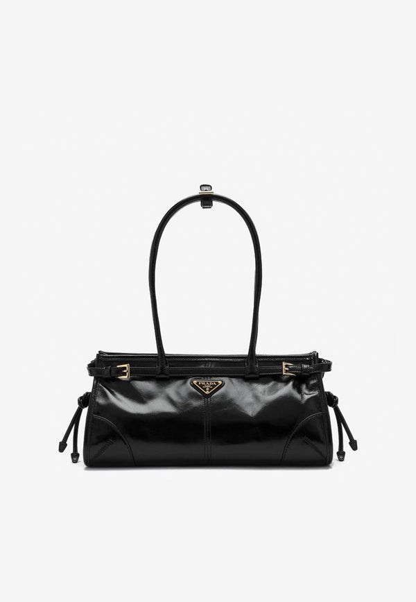 Prada Medium Leather Top Handle Bag Black 1BA426MOO2CYR/Q_PRADA-F0002