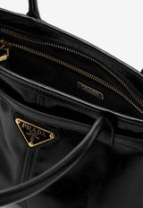 Prada Medium Leather Top Handle Bag Black 1BA426MOO2CYR/Q_PRADA-F0002