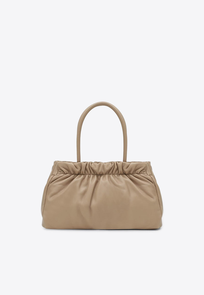 Prada Triangle Logo Leather Drawstring Handbag Sand 1BA484OOO2DX8/R_PRADA-F0036