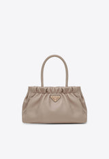 Prada Triangle Logo Leather Drawstring Handbag Powder 1BA484OOO2DX8/R_PRADA-F0236