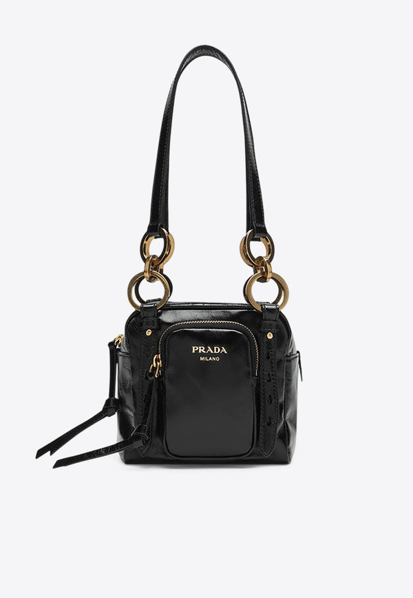 Prada Mini Dangle Calf Leather Shoulder Bag Black 1BB137OOO2CYR/Q_PRADA-F0002